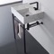 Marble Design Ceramic Console Sink and Matte Black Stand, 24